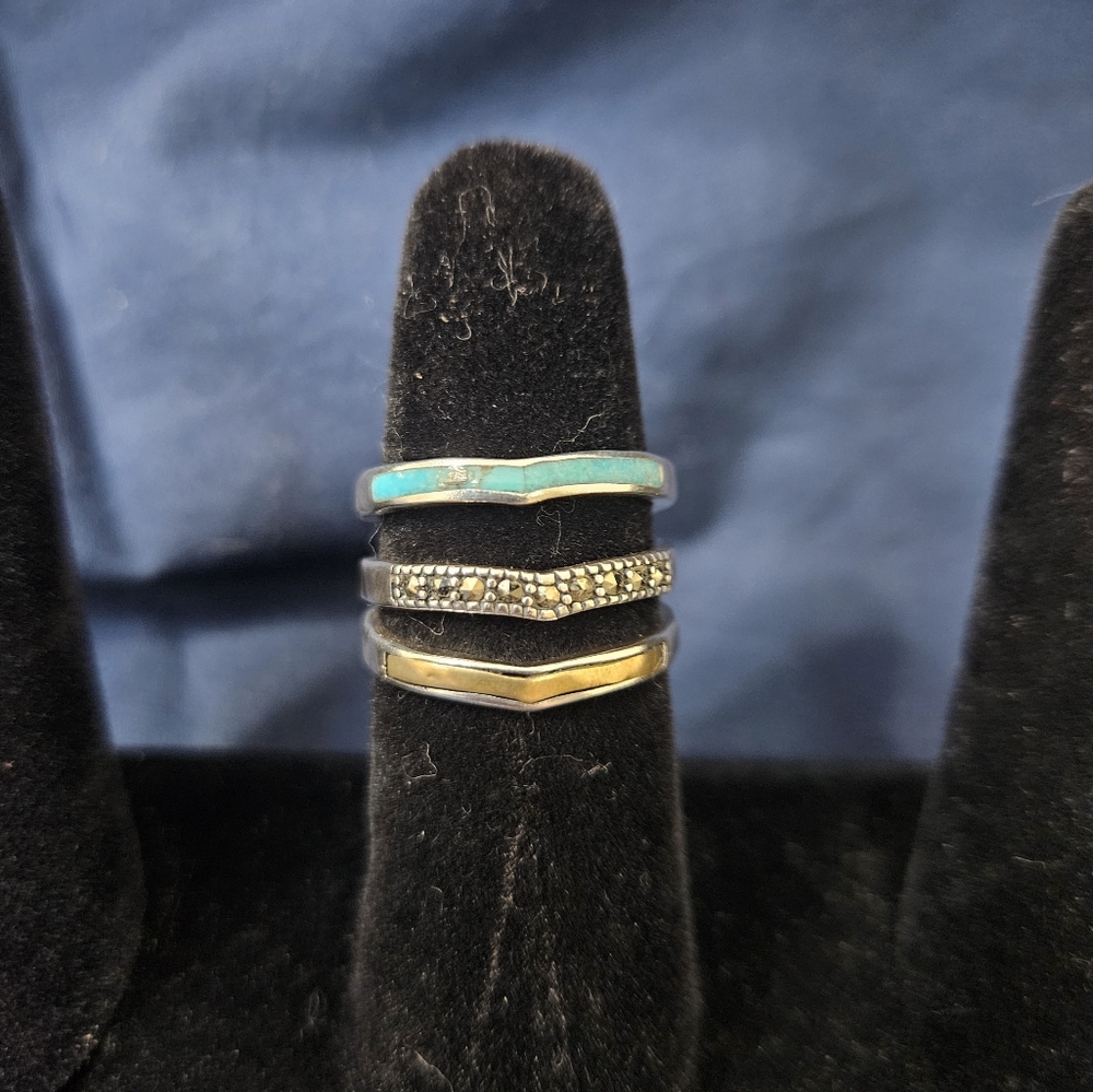 .925 Sterling Silver Ring Set - image 2